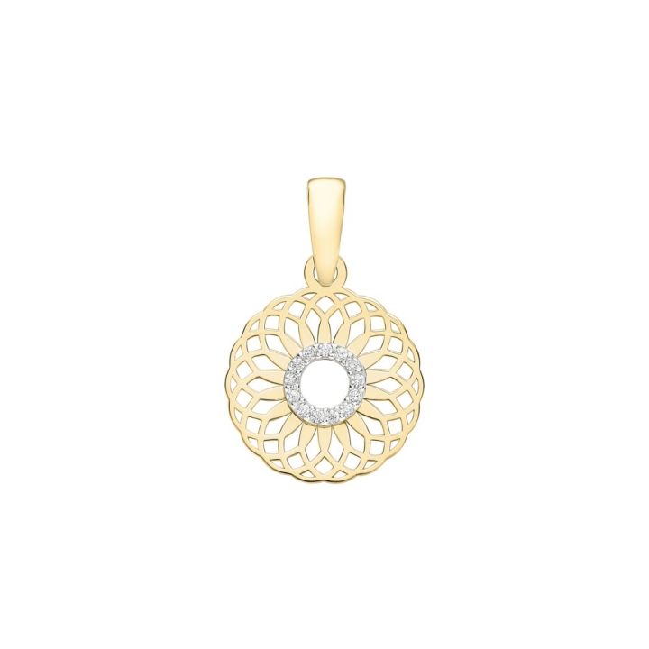 9ct Yellow Gold OPen Spiral Design Cubic Zirconia Pendant