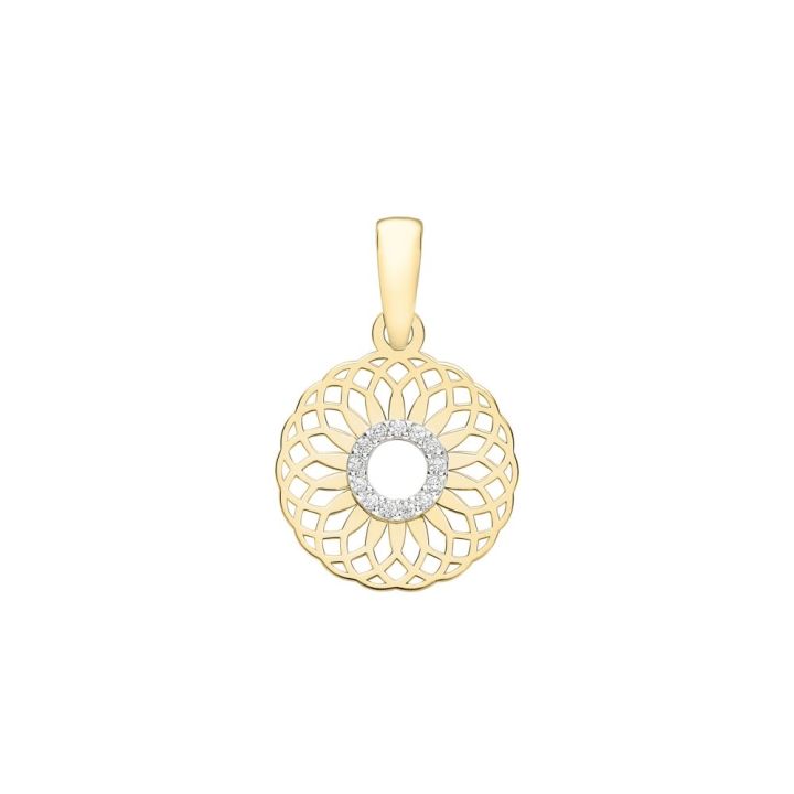 9ct Yellow Gold OPen Spiral Design Cubic Zirconia Pendant