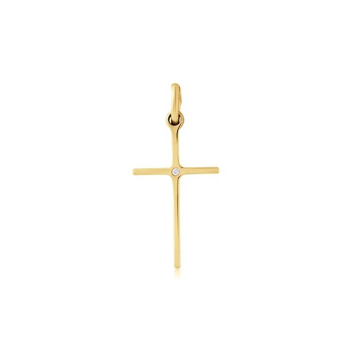 9ct Yellow Gold Diamond Set Cross Pendant