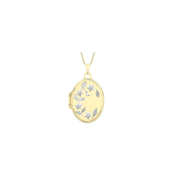 9ct Yellow Gold Oval Engraved Locket