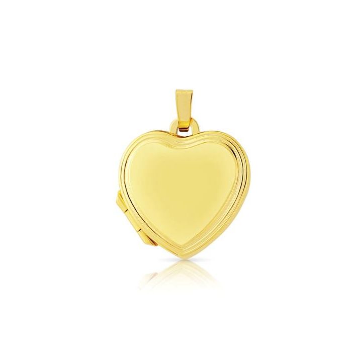 9ct Yellow Gold Heart Shaped Line Edge Locket