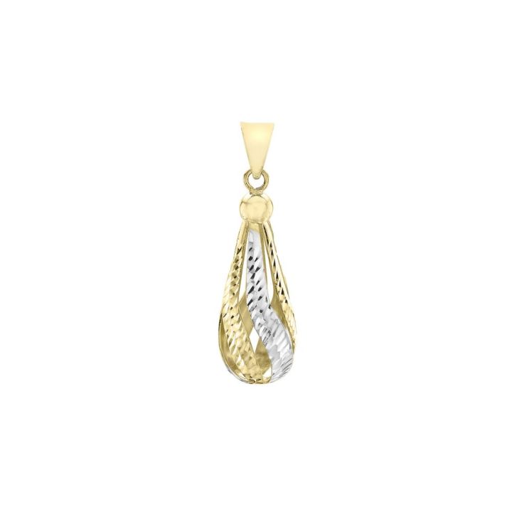 9ct Yellow & White Gold Drop Pendant