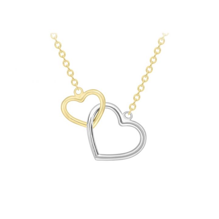 9ct Yellow & White Gold Hearts Necklace