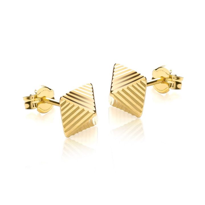 9ct Yellow Gold Pyramid Stud Earrings