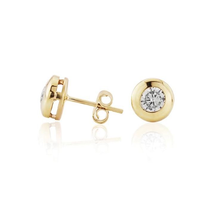 9ct Yellow Gold Cubic Zirconia Stud Earrings