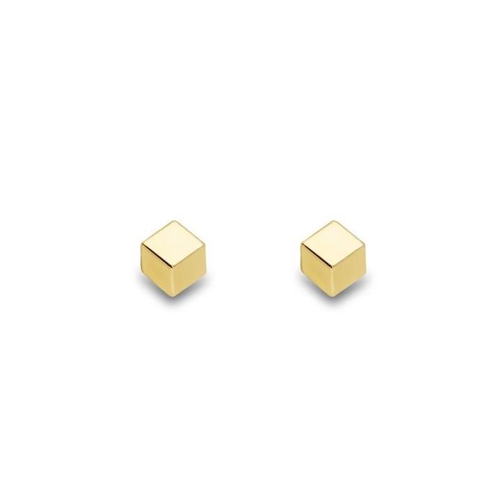 9ct Yellow Gold Cube Stud Earrings