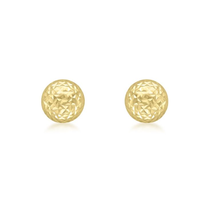 9ct Yellow Gold Diamond Cut Dome Stud Earrings