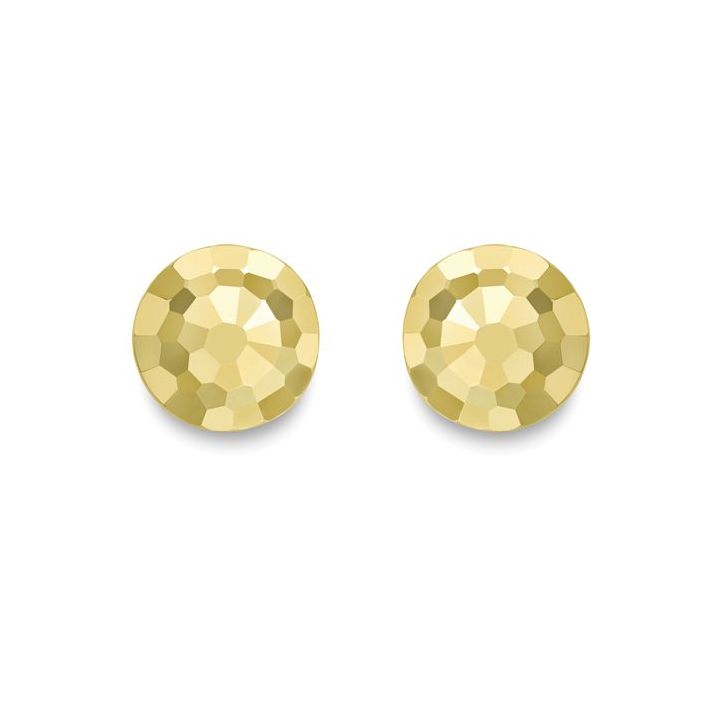 9ct Yellow Gold Diamond Cut Button Earrings