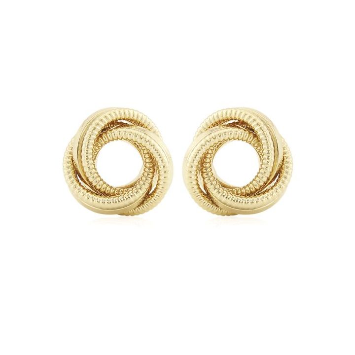 9ct Yellow Gold Large Open Knot Stud Earrings