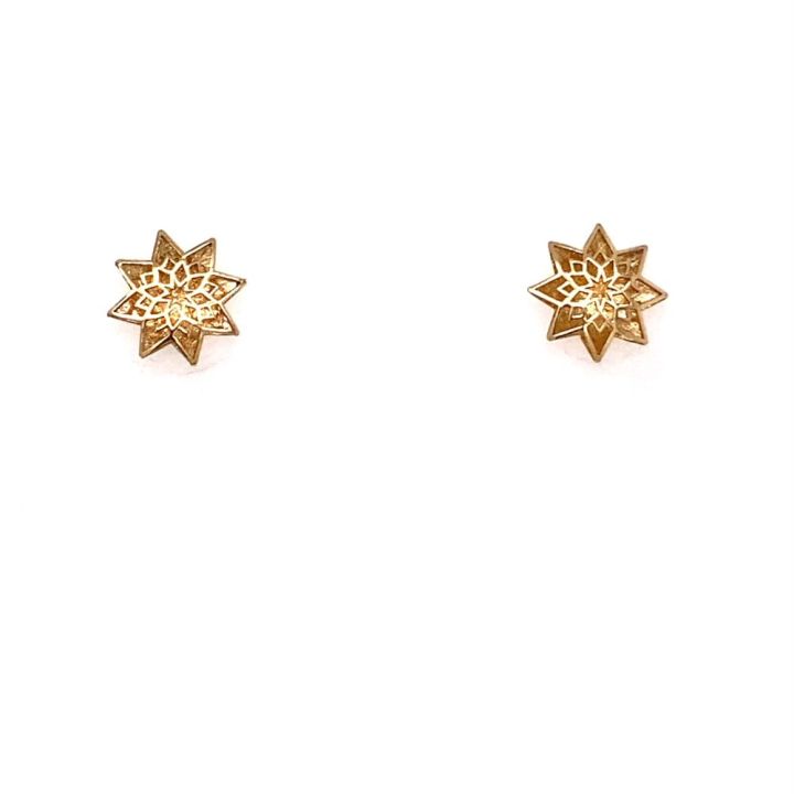 9ct Yellow Gold Eight Point Star Stud Earrings