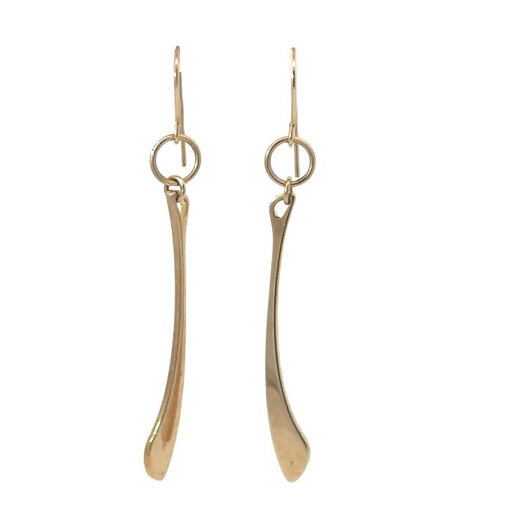 9ct Yellow Gold Curved Solid Drop Earrings
