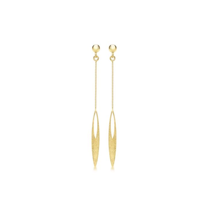 9ct Yellow Gold Long Elliptic Drop Earrings