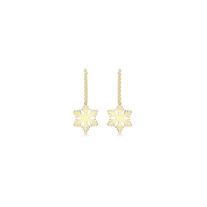 9ct Yellow Gold Snowflake Pull Through Earrings