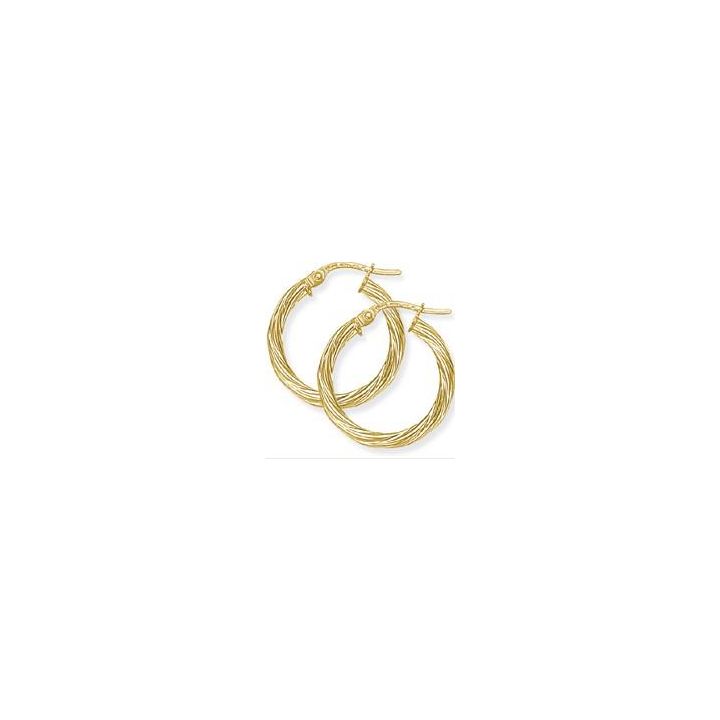 9ct Yellow Gold Twist Hoop Earrings