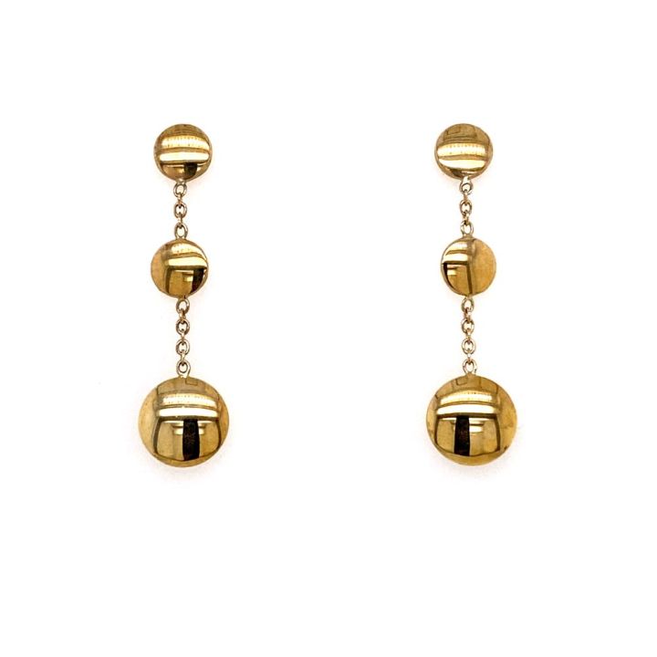 9ct Yellow Gold Graduated Circle Drop Earrings