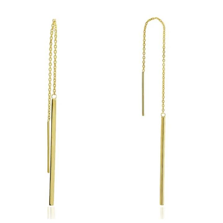 9ct Yellow Gold Bar Pull Through Earrings