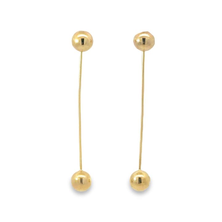 9ct Yellow Gold Ball & Bar Drop Earrings