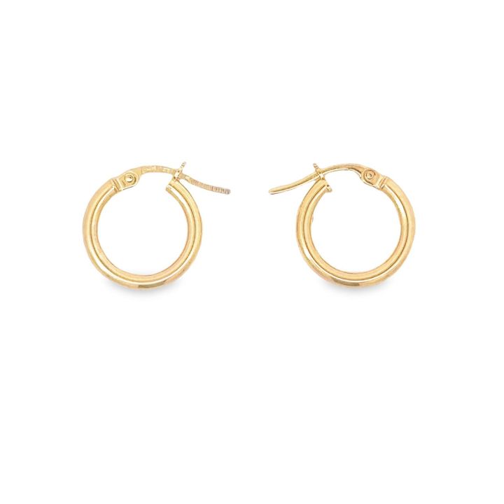 9ct Yellow Gold 14mm Hoop Earrings