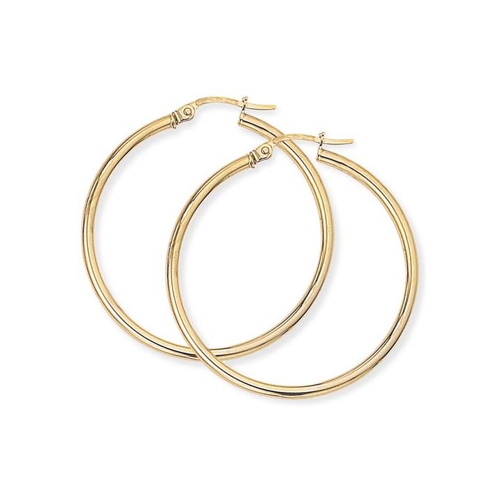 9ct Yellow Gold 35mm Hoop Earrings