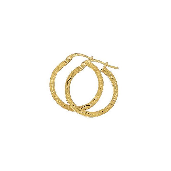 9ct Yellow Gold Patterned Hoop Earrings