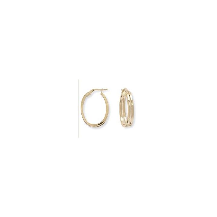 9ct Yellow Gold Double Oval Hoop Earrings