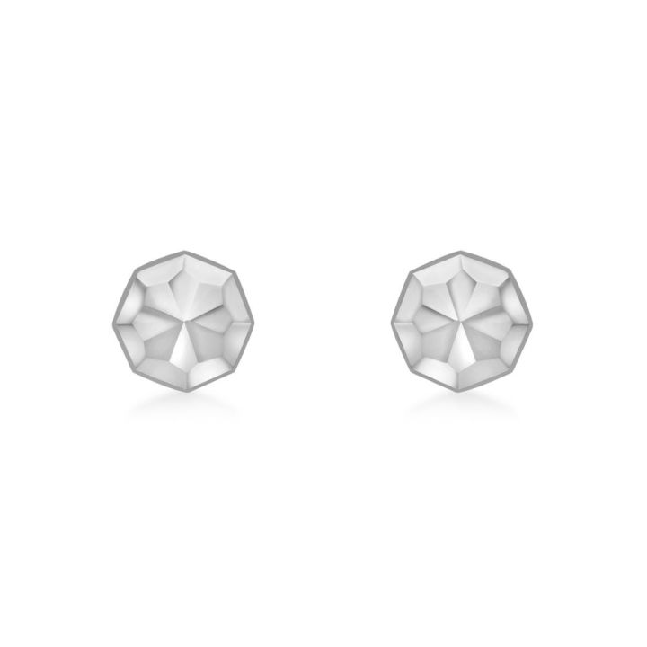 9ct White Gold Octagonal Faceted Stud Earings