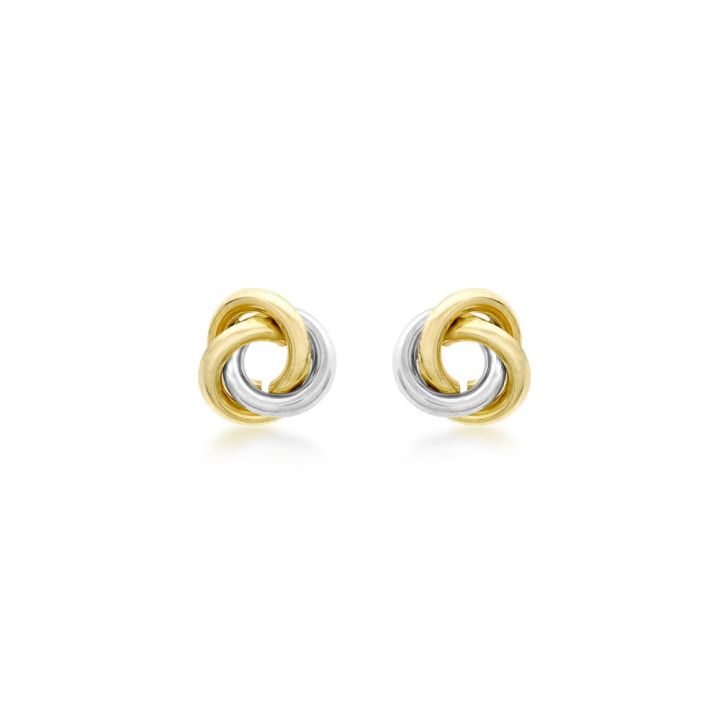 9ct Yellow & White Gold Knot Stud Earrings