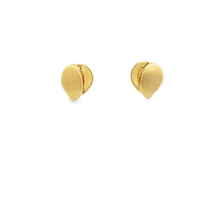 9ct Yellow Gold Satin & Polished Stud Earrings