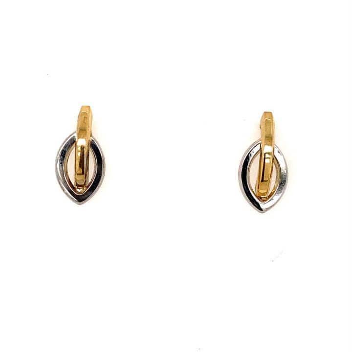 9ct Yellow & White Gold Marquise Bar Earrings