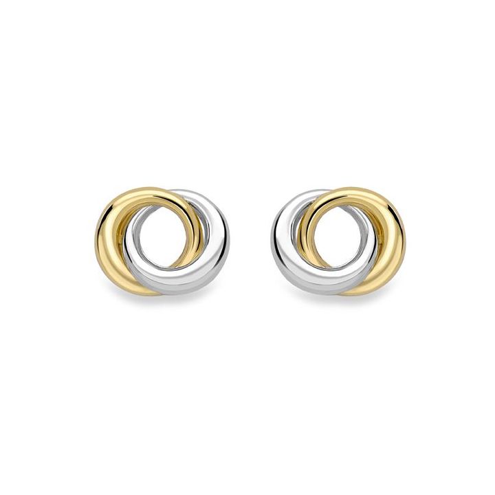 9ct Yellow & White Gold Circle Earrings