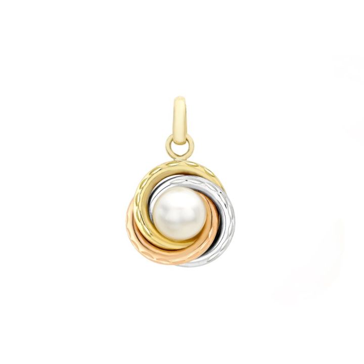 9ct Three Colour Gold Pearl Pendant