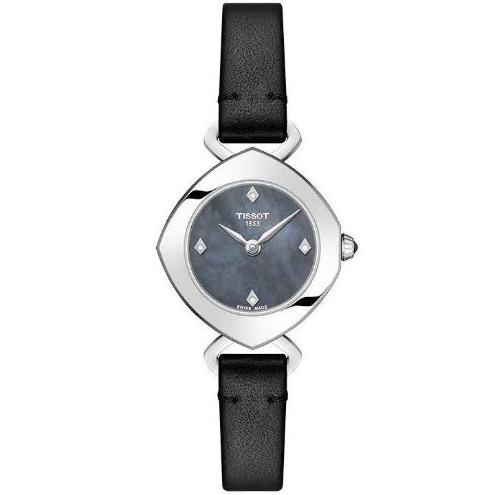 Tissot Femini-T Black Leather Strap Watch