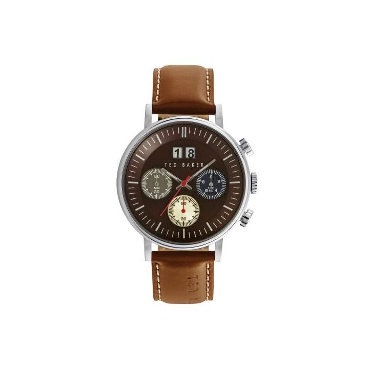 Ted Baker Gents Chronograph Light Brown Leather Strap Watch