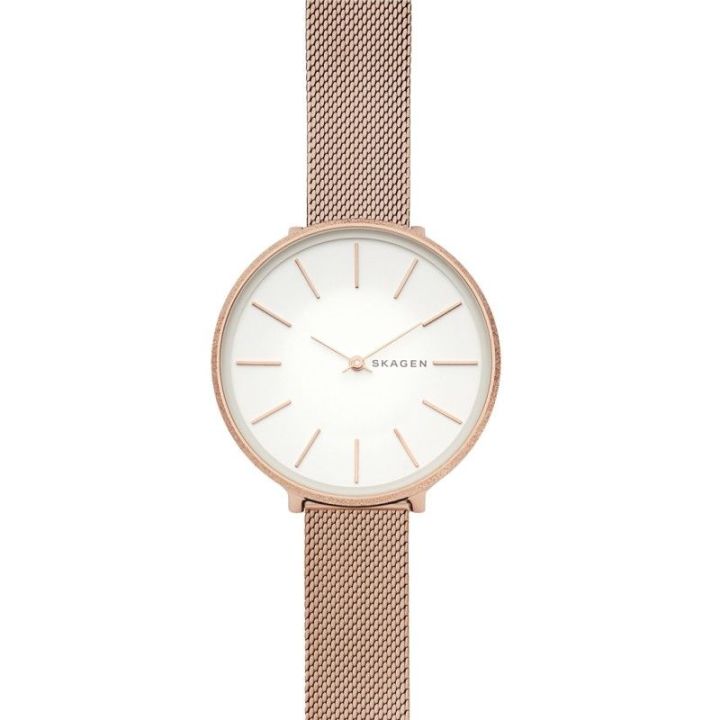 Ladies Skagen Karolina Rose-Tone Silk-Mesh Watch