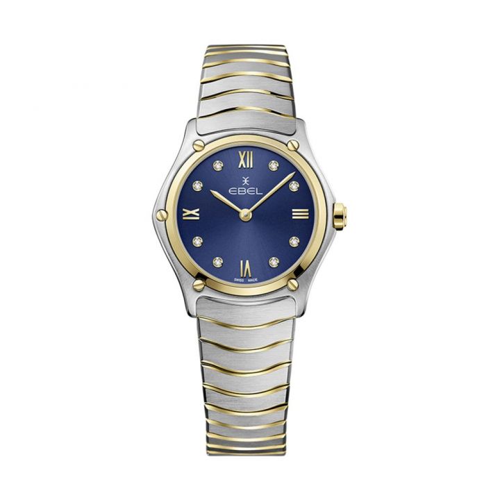 Ebel Ladies Sport Classic Two Tone Blue Dial Diamond Watch