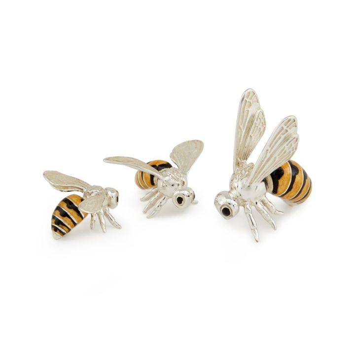 Saturno Sterling Silver Enamel Bee Small