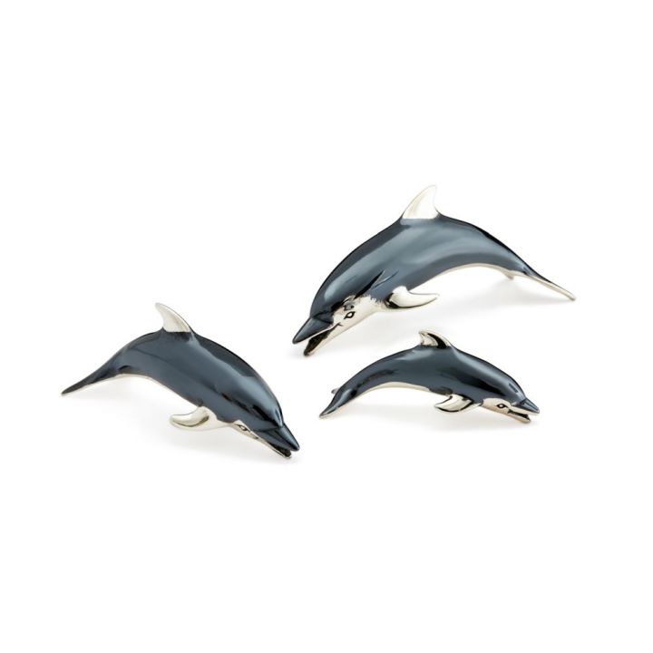 Saturno Sterling Silver Oxidised Dolphin Small