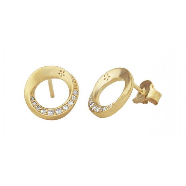 byBiehl Swan Yellow Gold Plated Stud Earrings