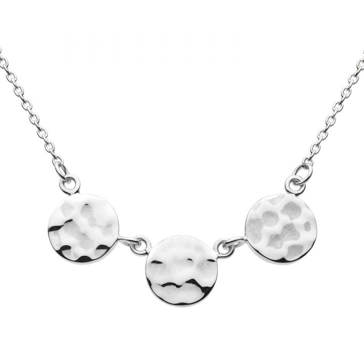 Dew Silver 3 Disc Hammered Necklace