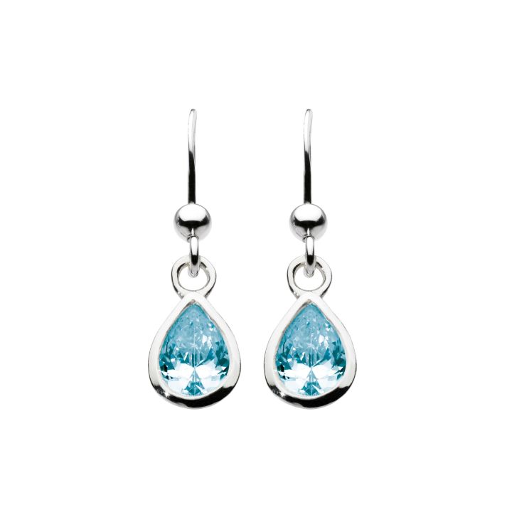 Dew Silver Blue Topaz Drop Earrings