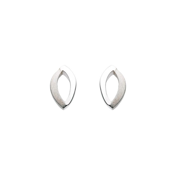 Dew Silver Matt & Polished Stud Earrings