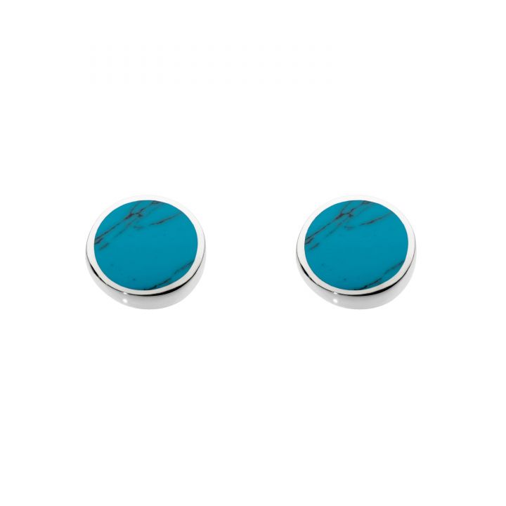 Dew Silver Medium Synthetic Turquoise Stud Earrings