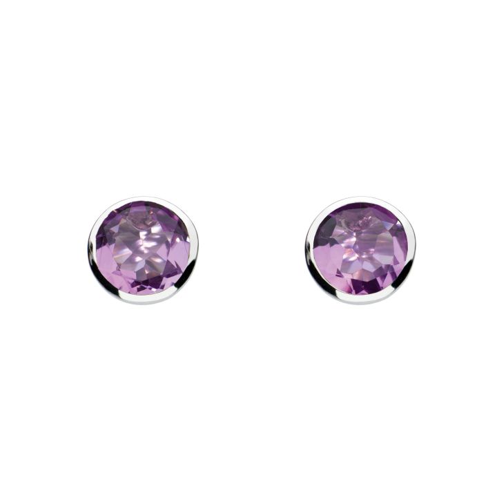 Dew Amethsyt Round Stud Earrings