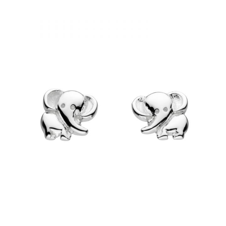 Dew Silver Elephant Stud Earrings
