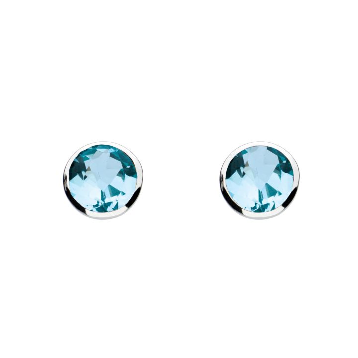 Dew Silver Blue Topaz Stud Earrings