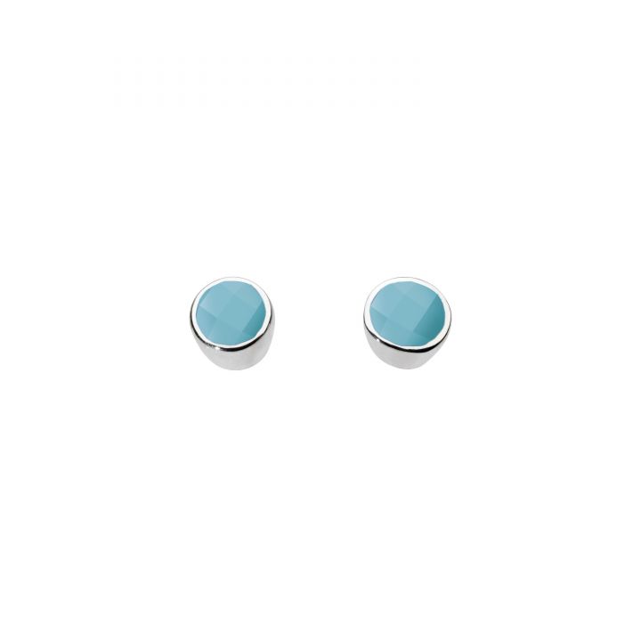 Dew Silver Turquoise Stud Earrings
