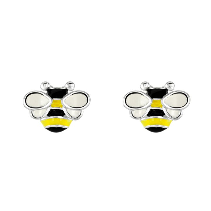Dew Silver & Enamel Bee Stud Earrings