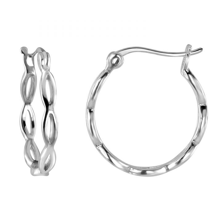 Dew Detailed Silver 15mm Hoop Earrings