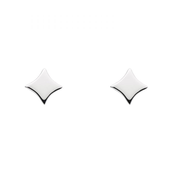 Dew Silver Curved Square Stud Earrings