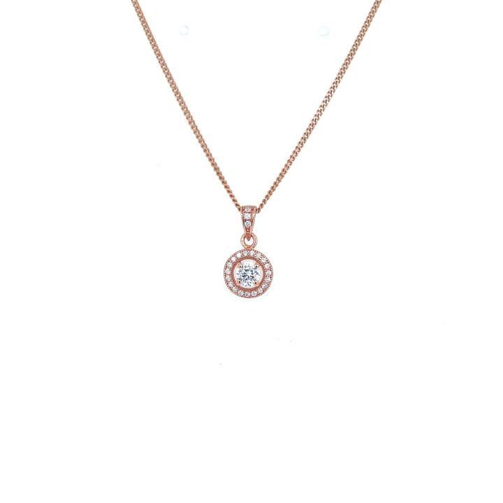 Rose Gold Plated Cubic Zirconia Halo Pendant